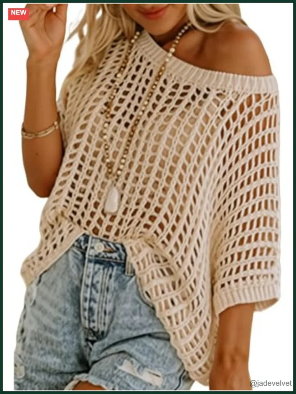 Crochet Off The Shoulder Beach Coverup Oversized Hollow Out Summer Top